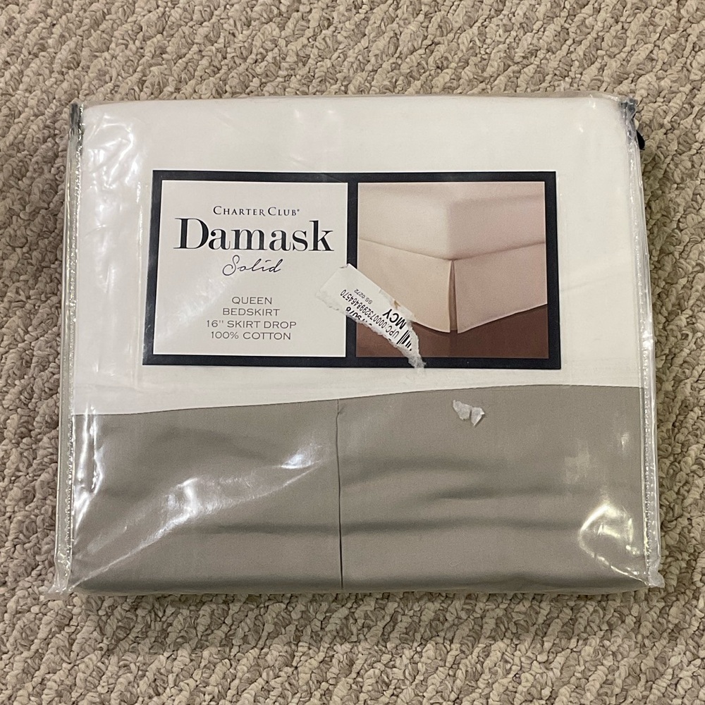Charter Club Damask Solid Bedskirt - Gray